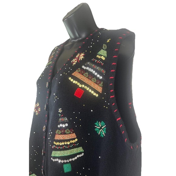 Original Studio Joy 90s Vintage Ugly Christmas Festive Holiday Sweater Vest XL - Picture 8 of 16